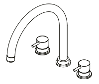 Waterrevolution Flow 3-Loch Küchenmischbatterie mit schwenkbarem Auslauf und Anschluss für gefiltertes Wasser Messing T152ULE