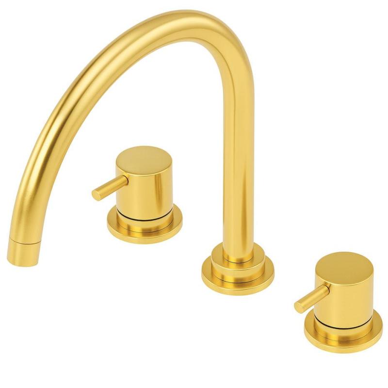 Wasserrevolution Flow 3-Loch Küchenarmatur mit schwenkbarem Auslauf und Anschluss für gefiltertes Wasser Light Gold T152UWGE