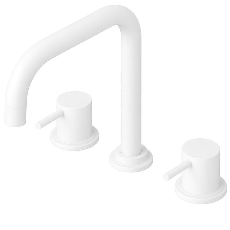 Wasserevolution Flow 3-Loch-Winkel-Küchenarmatur mit schwenkbarem Auslauf und Anschluss für gefiltertes Wasser weiß T152HBR