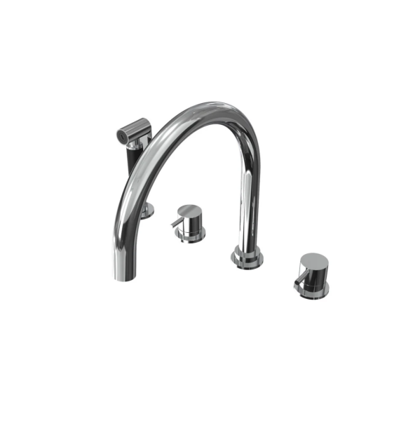 Waterrevolution Flow 4-Loch Küchenarmatur mit ausziehbarer Brause Chrom T153U01