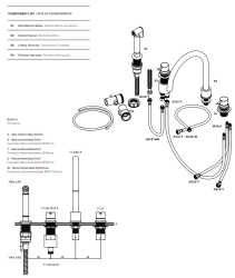 Wasserevolution Flow 4-Loch Küchenarmatur mit ausziehbarer Brause Light Gold T153UWGE