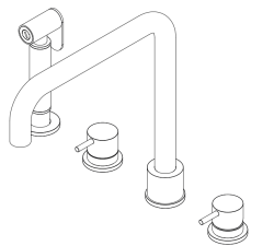 Waterevolution Flow 4-Loch-Winkel-Küchenarmatur mit ausziehbarem Sprühkopf Edelstahl T153HIE