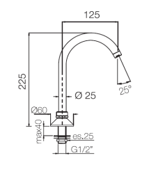 PB Pedal Line Wasserhahn Auslauf Chrom für die Arbeitsplatte oder Waschtischplatte 1208969764