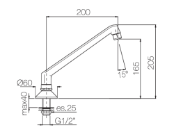 PB Pedal Line Wasserhahn Auslauf Chrom für die Arbeitsplatte oder Waschtischplatte 1208969768