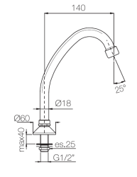 PB Pedal Line Wasserhahn-Auslauf Chrom für Arbeitsplatte oder Waschtischplatte 1208969771