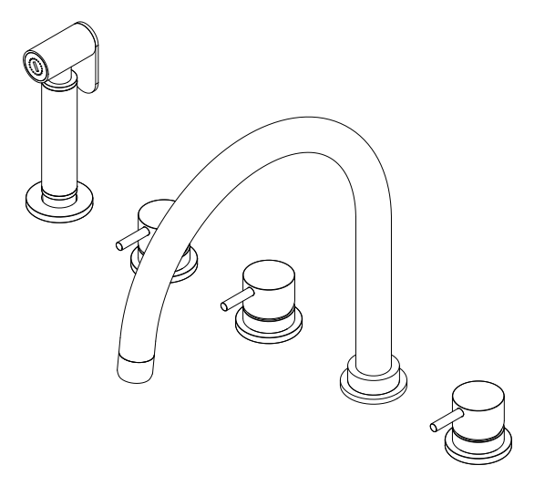 Wasserevolution Flow 5-Loch Küchenmischer mit ausziehbarer Brause und Anschluss für gefiltertes Wasser Chrom T154U01