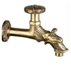 PB Garden Vintage Wandbrunnen-Kaltwasserhahn aus Bronze mit Gartenschlauchanschluss und rundem Griff 1208969784