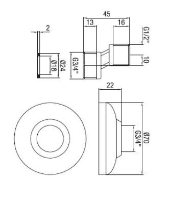 PB S-Kupplung verchromt 10mm Klassisch Exzentrisch 1/2” x 3/4” 1208969802