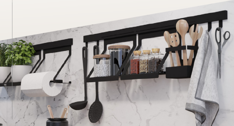 Epka Luxion Regal für Küchenreling Metall Schwarz 1208969966