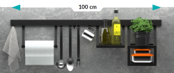 Epka Luxion Set Küchenreling 100 cm mit Zubehör Metall mit verdeckter Befestigung Schwarz 1208969983