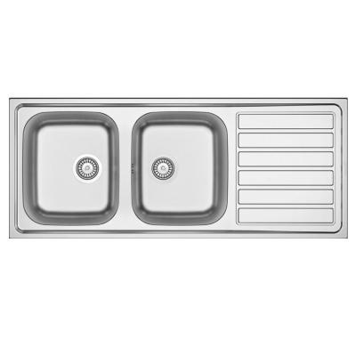 Banka Centurio 120 Edelstahl Doppelspülbecken Aufsatz 120x50cm mit Abtropffläche 1208970029