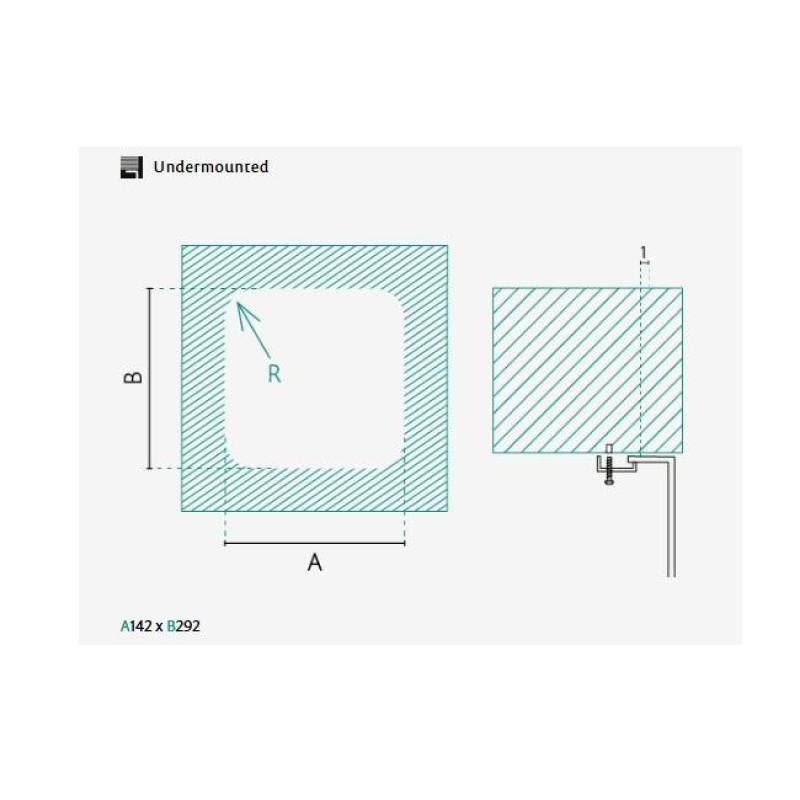 Banka IB1530 Edelstahl Spülbecken 146 x 296 mm Unterbau 1208970041
