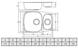 Banka Alaska Edelstahl 1,5 Unterbauspüle 524 x 400 mm 1208970064