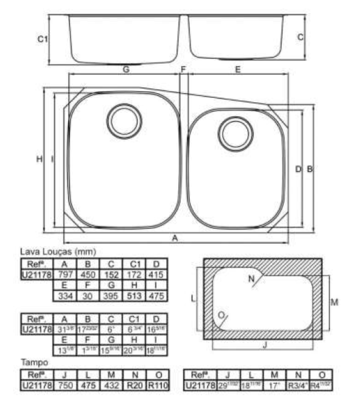 Banka Princess Edelstahl-Doppelspüle Unterbau 750 x 475 mm 1208970067