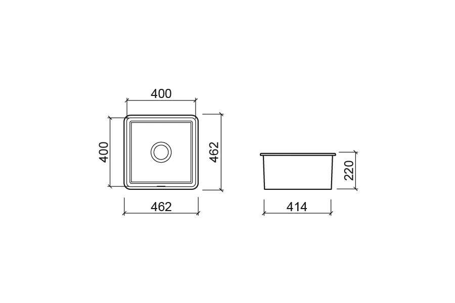 Ausmann Keramik Ember Keramisches Weißes Quadratisches Spülbecken Aufsatz- und Unterbau 40 x 40 cm 1208970094