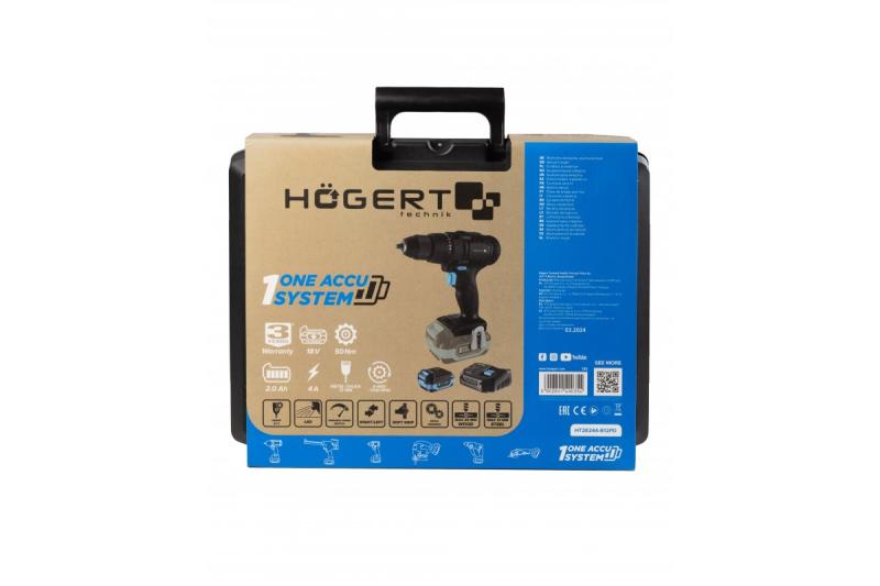 HÖGERT Akkubohrmaschine 18V, Set mit Akku, Ladegerät, Bithalter, Bohrmagazin