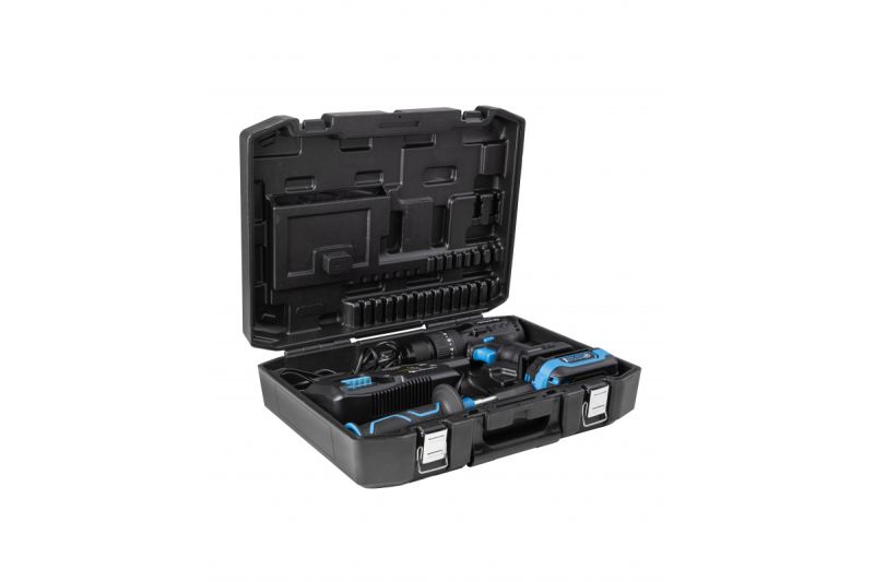 HÖGERT Akku-Schlagbohrset, 18V für Ziegel, Stein, Holz, Metall und Kunststoff