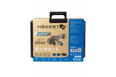HÖGERT Kabelloser Winkelschleifer mit Paddelschalter, 125MM, 18V, Set mit Akku, Ladegerät, Zubehör