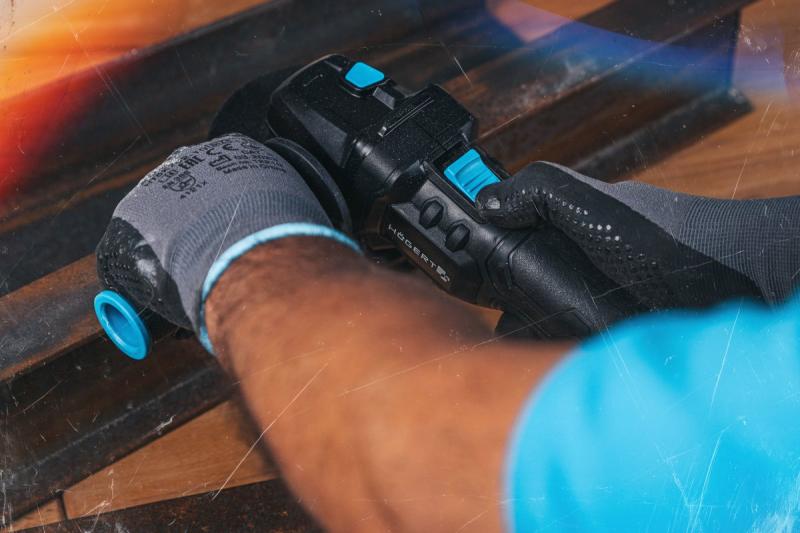 HÖGERT Kabelloser Winkelschleifer mit Paddelschalter, 125MM, 18V, Set mit Akku, Ladegerät, Zubehör