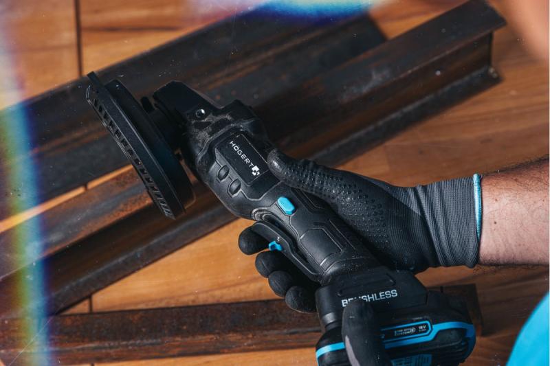 HÖGERT Akku-Winkelschleifer mit Paddle-Schalter, 125MM, 18V - Set (Akku, Ladegerät, Zubehör)