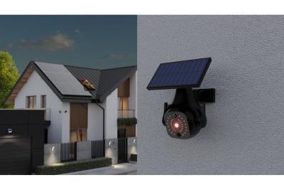 Sonnenflutlicht mit Bewegungs- und Dämmerungssensor GUARDOS, LED, 300lm, 6400K, 1200mAh, IP65, Dummy-Kamera