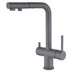Ausmann Ellington 3-Wege-Küchenarmatur mit ausziehbarem Auslauf und gefiltertem Wasser – Grau – 1208970494