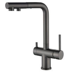 Ausmann Ellington 3-Wege Küchenmischarmatur mit Ausziehbarem Auslauf und Gefiltertem Wasser – Gun Metal – 1208970499