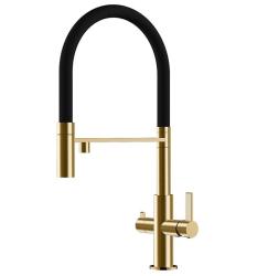 Ausmann Claridge 3-Wege Küchenarmatur mit flexiblem Auslauf und gefiltertem Wasser – Gold - 1208970504