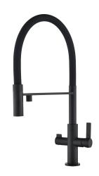 Ausmann Claridge 3-Wege Küchenarmatur mit flexiblem Auslauf und gefiltertem Wasser – Schwarz - 1208970506