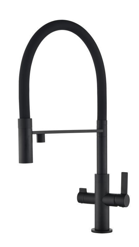Ausmann Claridge 3-Wege Küchenarmatur mit flexiblem Auslauf und gefiltertem Wasser – Schwarz - 1208970506