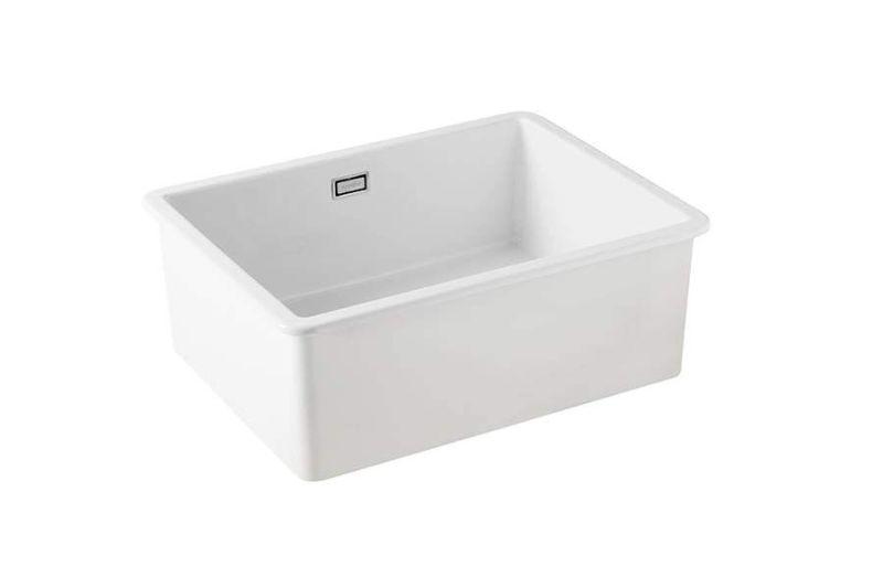 Ausmann Ceramic Ember Keramischer Weißer Spülbecken - Aufbau und Unterbau 54 x 40 cm mit Edelstahlstopfen 1208970508