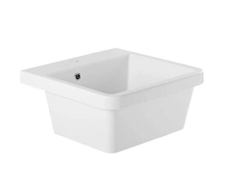 Ausmann Keramik Frost Keramisches Weißes Spülbecken - Aufsatz 510 x 506 mm mit Armaturenbank 1208970516
