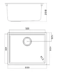 Weiße Spüle 50x40 cm Unterbau, Aufsatz und Flacheinbau mit weißem Stopfen 1208970531