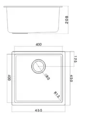 Weiße Spüle 40x40 cm Unterbau, Aufsatz und Flachaufbau mit Mattschwarzem Stopfen 1208970535