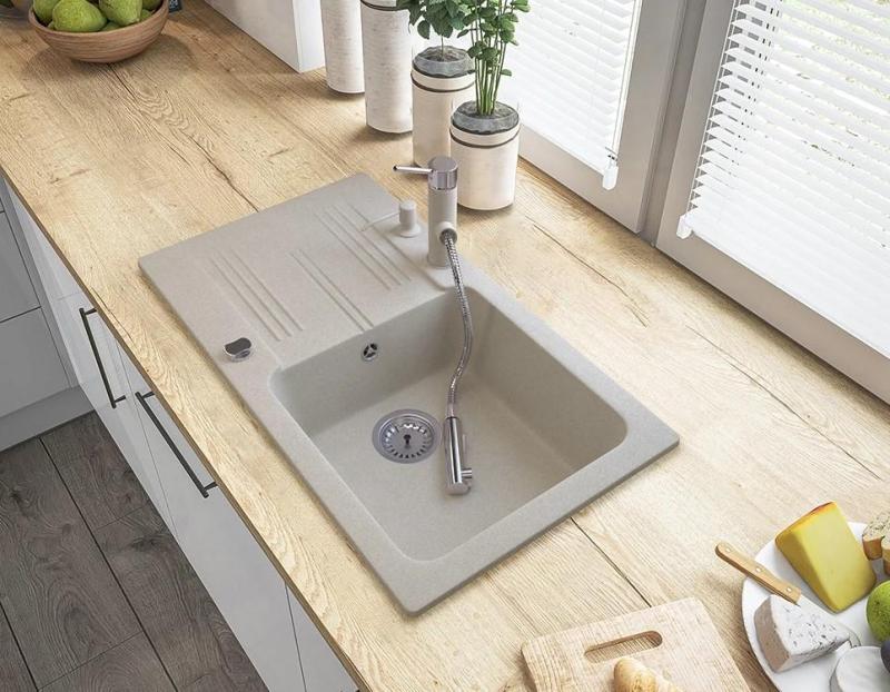Graniteland Ceres Küchenmischbatterie Beige Sand mit Ausziehbarer Auslauf und Doppelfunktions-Handbrause 1208970708