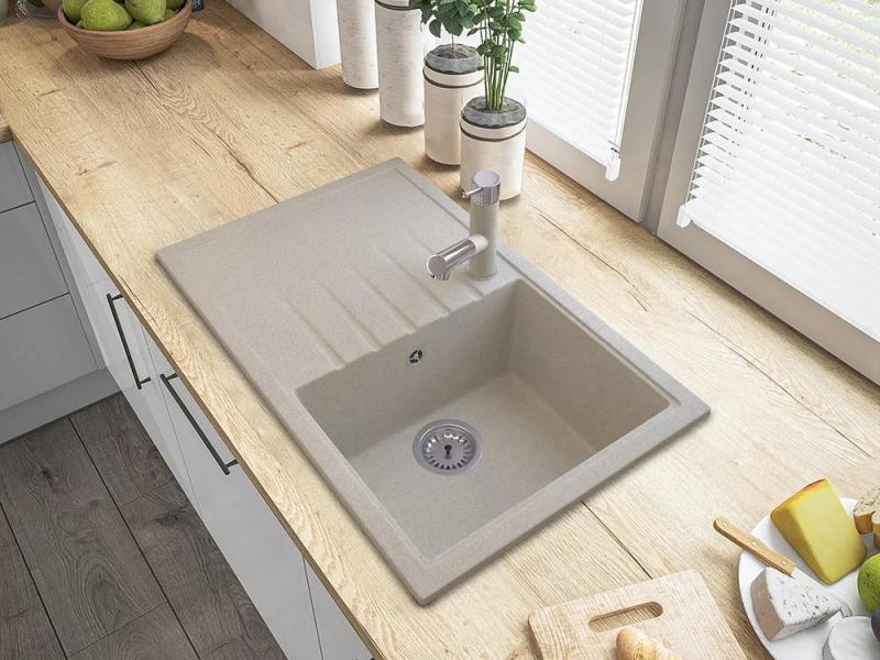 Graniteland Ceres Küchenmischbatterie Beige Sand mit Ausziehbarer Auslauf und Doppelfunktions-Handbrause 1208970708