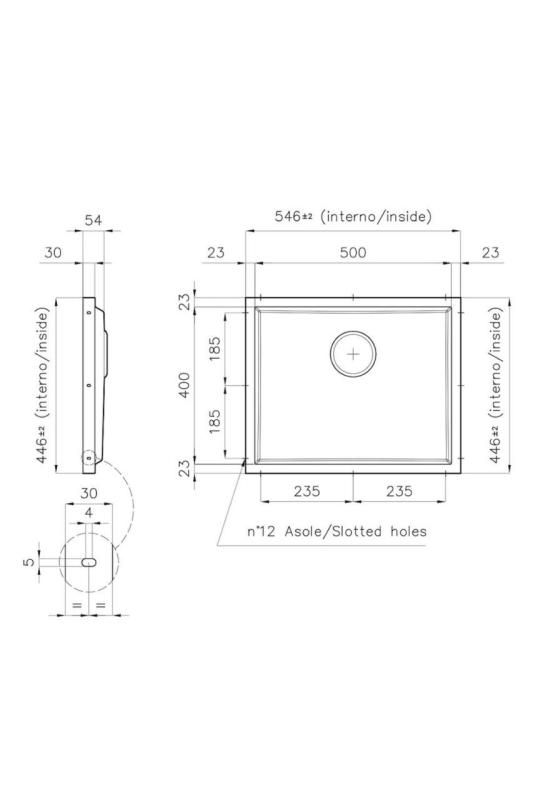 Foster Phantom Base Edelstahl-Unterbau-Spülbecken 50x40 cm für den Einbau in Keramik, Naturstein und Solidsurface mit einer Dicke von 12 mm 1208970720