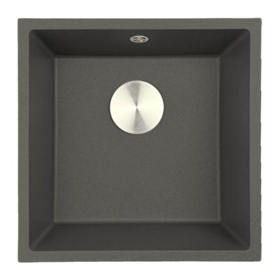 GraniteMy Universal Granit Grau, dunkel Spüle 40x40 cm Aufbau, Unterbau und Flächenbündiger Einbau mit Edelstahl Stopfen 1208970742