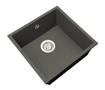 GraniteMy Universal Granit Grau, dunkel Spüle 40x40 cm Aufbau, Unterbau und Flächenbündiger Einbau mit Edelstahl Stopfen 1208970742