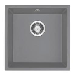 GraniteMy Universal Granit Grau Spüle 40x40 cm Aufbau, Unterbau und Flächenbündiger Einbau mit Edelstahl-Plug 1208970743