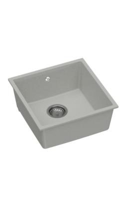 GraniteMy Universal Granit Grau Spüle 40x40 cm Aufbau, Unterbau und Flächenbündiger Einbau mit Edelstahl-Plug 1208970743