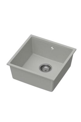 GraniteMy Universal Granit Grau Spüle 40x40 cm Aufbau, Unterbau und Flächenbündiger Einbau mit Edelstahl-Plug 1208970743