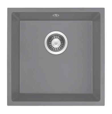 GraniteMy Universal Granit Grau Spüle 40x40 cm Aufbau, Unterbau und Flächenbündiger Einbau mit Edelstahl-Plug 1208970743