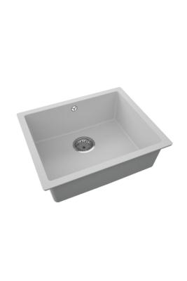 GraniteMy Universal Granit Grau Spülbecken 50x40 cm Aufbau, Unterbau und Flächenbündiger Einbau mit Edelstahl-Stopfen 1208970745