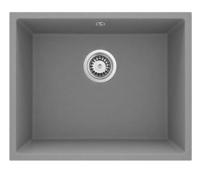 GraniteMy Universal Granit Grau Spülbecken 50x40 cm Aufbau, Unterbau und Flächenbündiger Einbau mit Edelstahl-Stopfen 1208970745