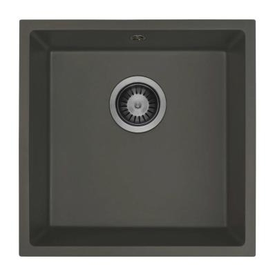 GraniteMy Universal Granit Grau, dunkel Spüle 40x40 cm Aufbau, Unterbau und Flächenbündiger Einbau mit Gun Metal Plug 1208970746