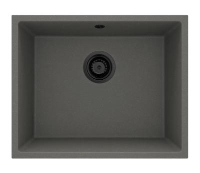 GraniteMy Universal Granit Grau, dunkel Spüle 50x40 cm Aufbau, Unterbau und Flachbau mit schwarzem Plug 1208970755