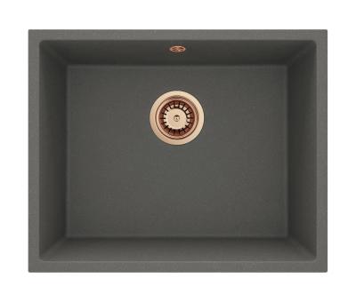 GraniteMy Universal Granit Grau, dunkel Spülbecken 50x40 cm Aufbau, Unterbau und Flächenbündiger Einbau mit Kupfer Plug 1208970757