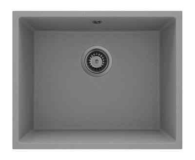GraniteMy Universal Granit Grau Spüle 50x40 cm Aufbau, Unterbau und Flächenbündiger Einbau mit Gun Metal Stopfen 1208970758