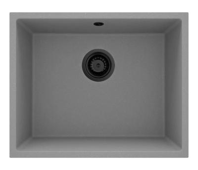 GraniteMy Universal Granit Grau Spülbecken 50x40 cm Aufbau, Unterbau und Flächenbündiger Einbau mit Schwarzem Stopfen 1208970759